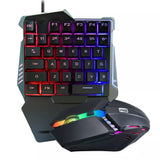 RGB PUBG One Handed Gaming Keyboard Mouse Set RGB Backlit Portable Game Controller for PC PS4 Xbox
