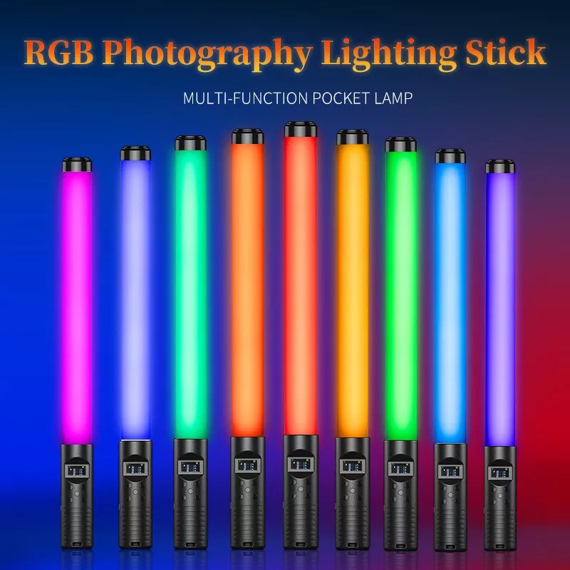 RGB LED Light Wand Handheld Fill Light Photography Light Stick Bar with Remote (Built in Battery)