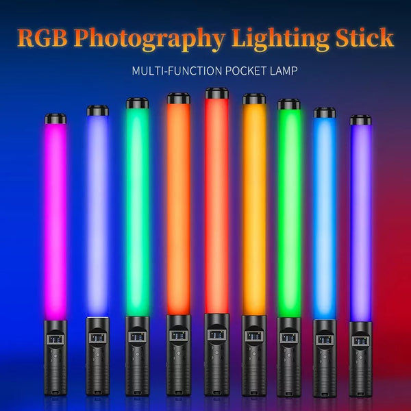 RGB LED Light Wand Handheld Fill Light Photography Light Stick Bar with Remote (Built in Battery)