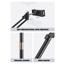Load image into Gallery viewer, Phone &amp; Tablet Floor Stand, Adjustable Height Free Angle Extension Scissor Arm, Holder Fits 4.7-12.9 inch iPad Pro Air iPhone Tablet/Phones
