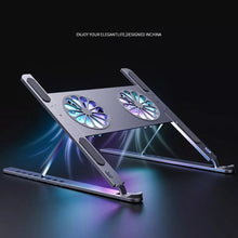 Load image into Gallery viewer, Universal Aluminum Height Adjustable Laptop Stand with Twin Turbo Fan
