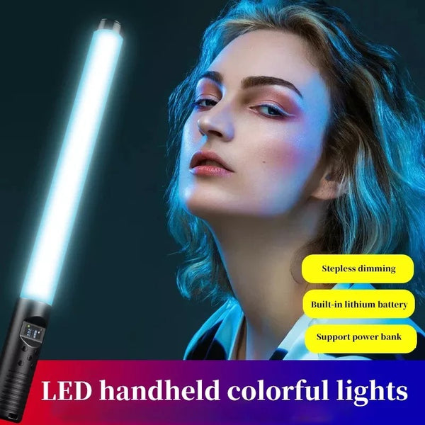 RGB LED Light Wand Handheld Fill Light Photography Light Stick Bar with Remote (Built in Battery)