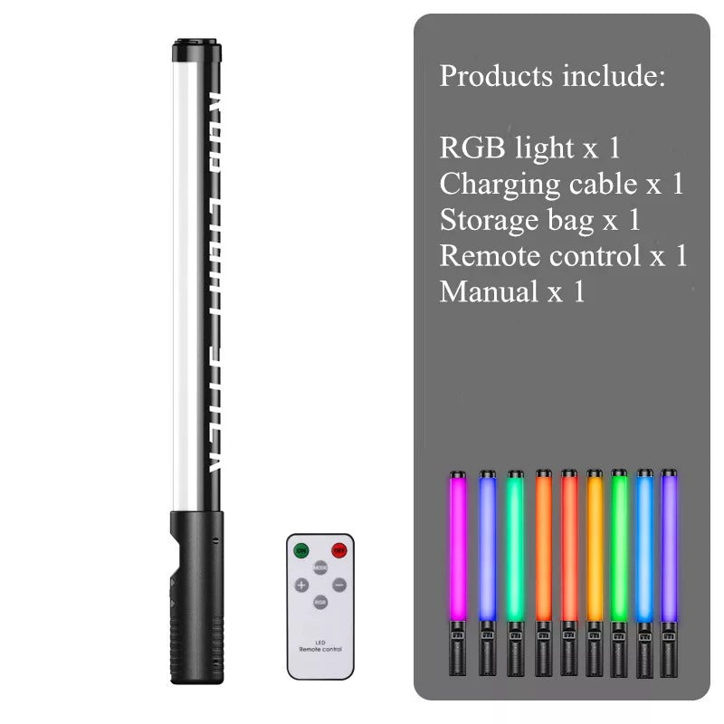 RGB LED Light Wand Handheld Fill Light Photography Light Stick Bar with Remote & Tripod Stand Extendable 2.1 Meter