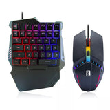 RGB PUBG One Handed Gaming Keyboard Mouse Set RGB Backlit Portable Game Controller for PC PS4 Xbox