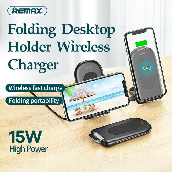 REMAX 15W QI Wireless Charger Fast Charging Phone Holder Desk Stand for Apple Android